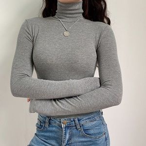 Grey Turtleneck Bodysuit